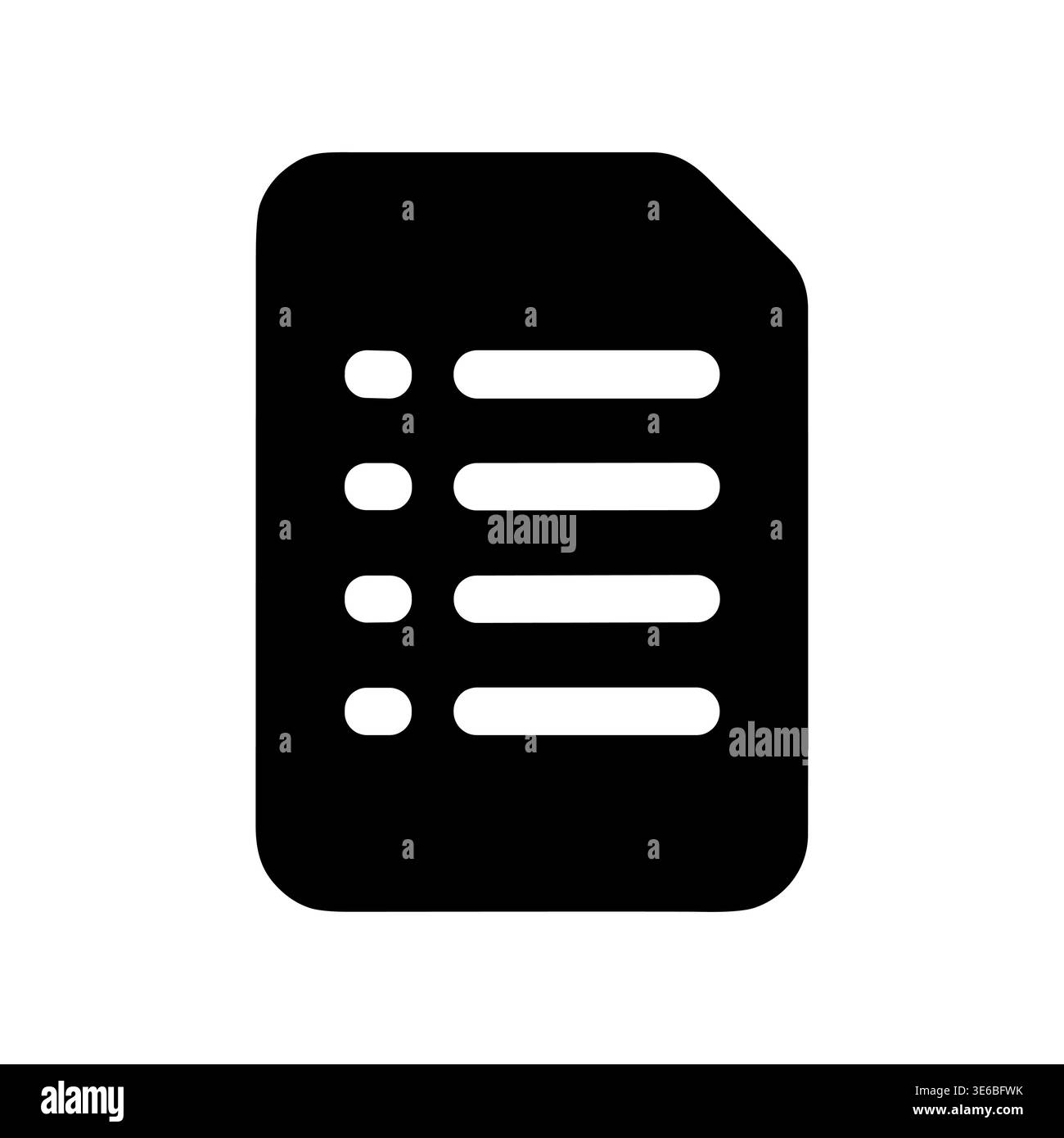 Simple black document with bullet points vector illustration icon Stock Vector
