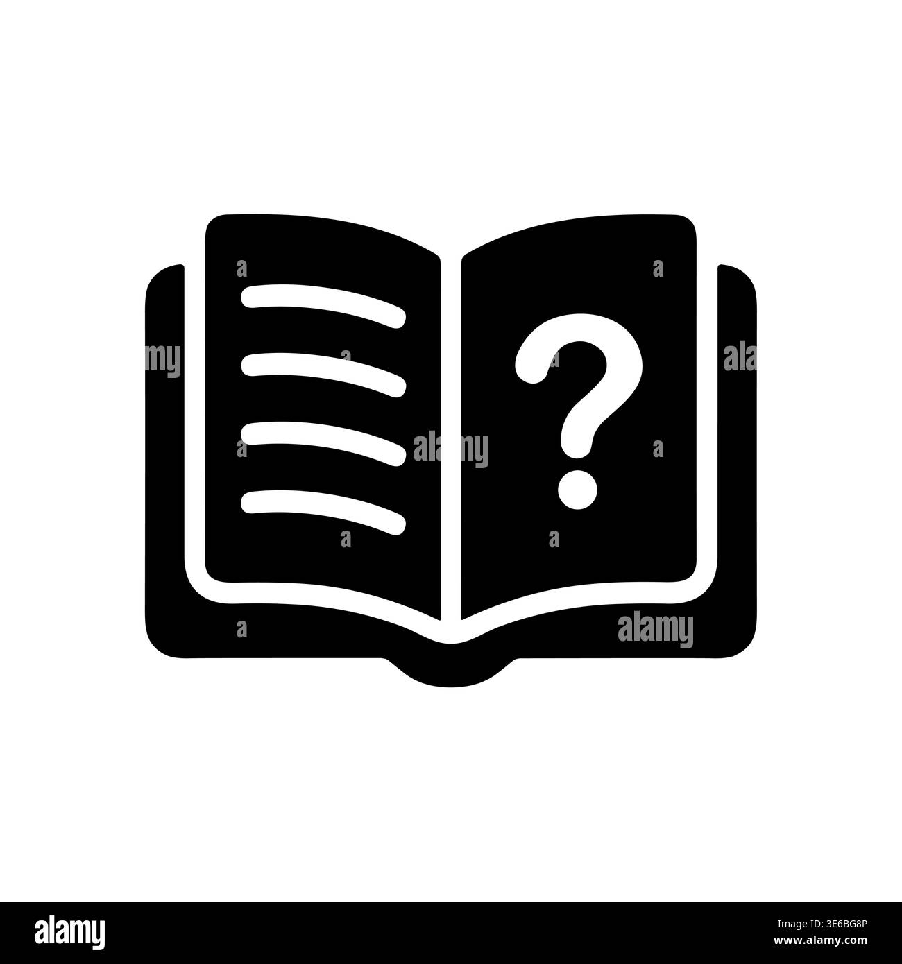 Open book with question mark icon in solid style Stock Vector