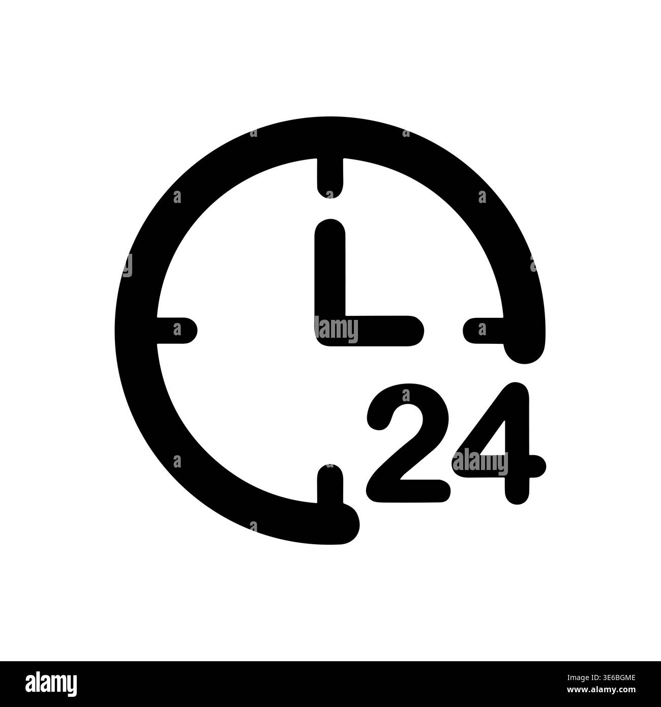 Simple black and white 24 hour service vector illustration Stock Vector