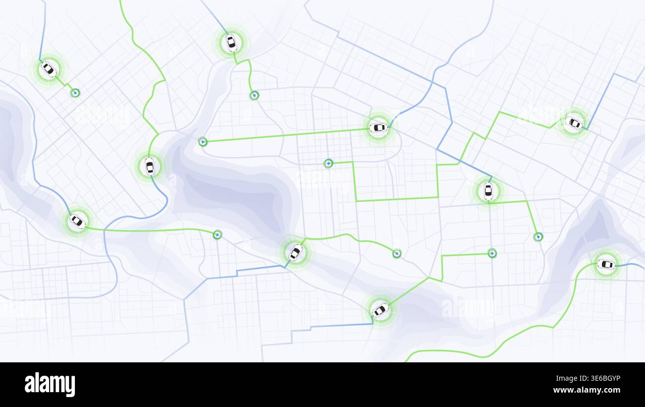 GPS tracking system for navigating car traffic. Concept of car with ...