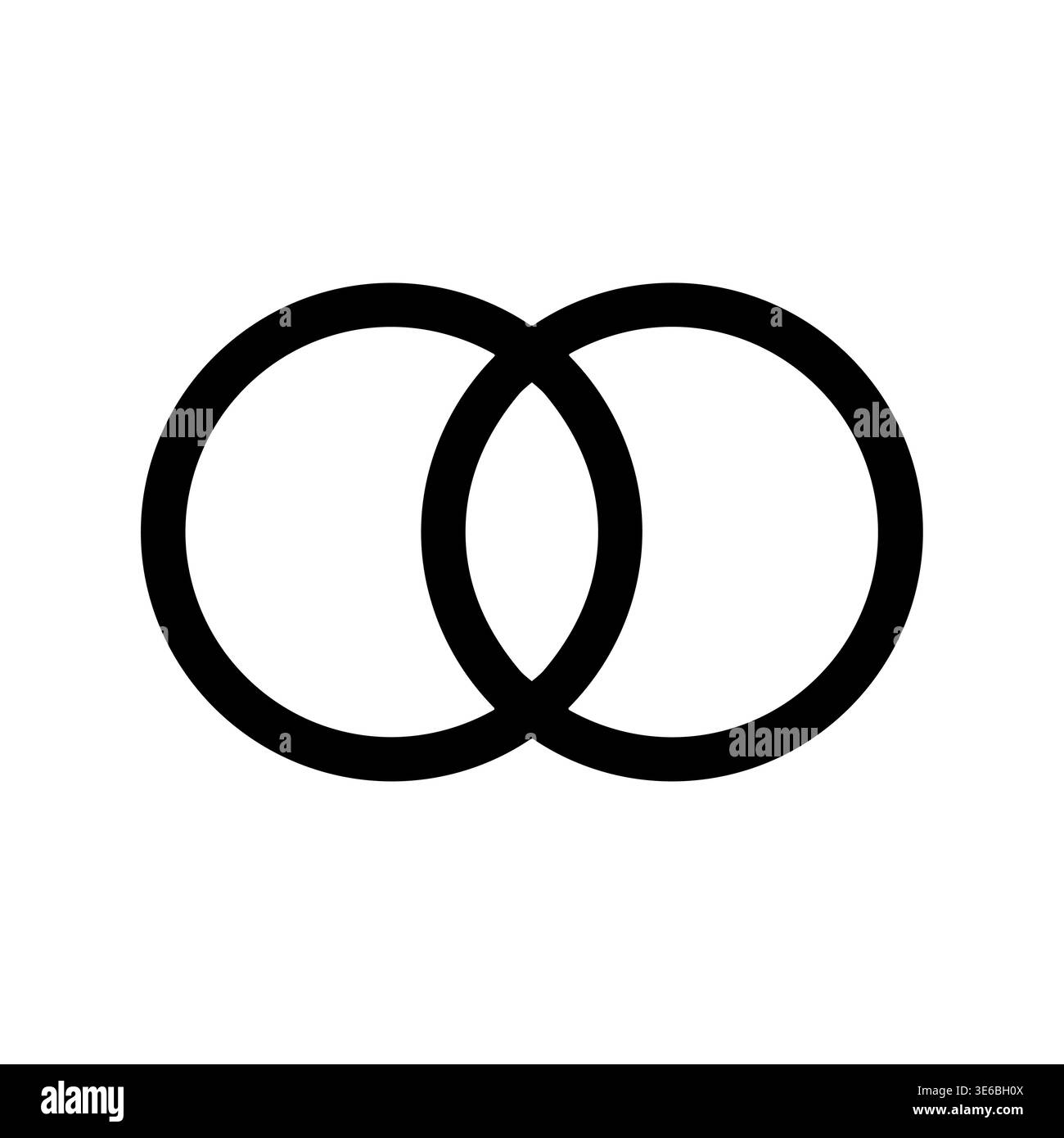 Two Interlocking Rings Simple Black and White Vector Illustration Stock Vector