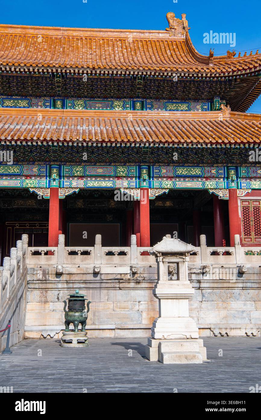 Golden rooftops and traditional palace halls inside the Forbidden City ...