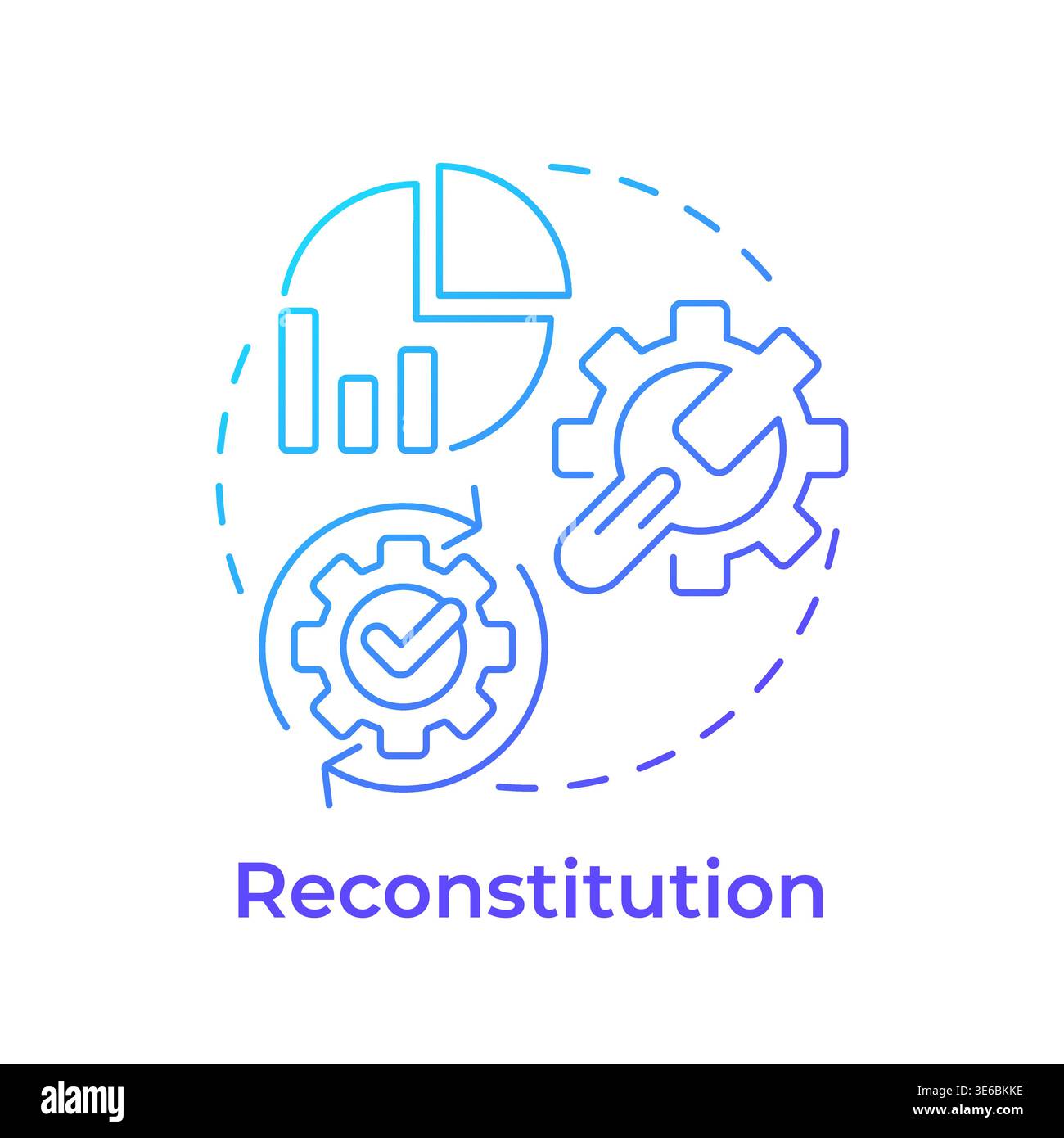 Reconstitution blue gradient concept icon Stock Vector