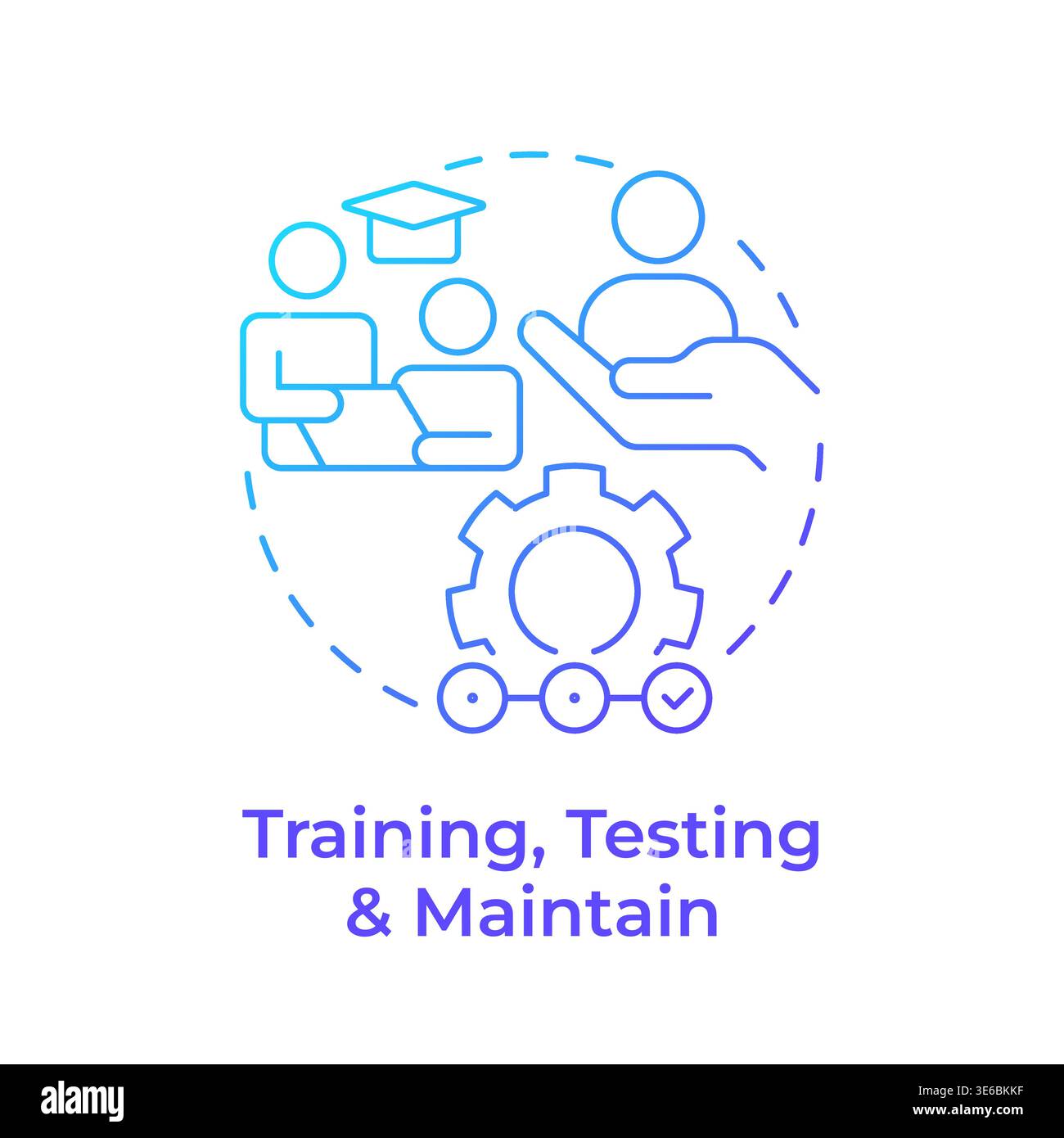 Training, testing and maintain blue gradient concept icon Stock Vector