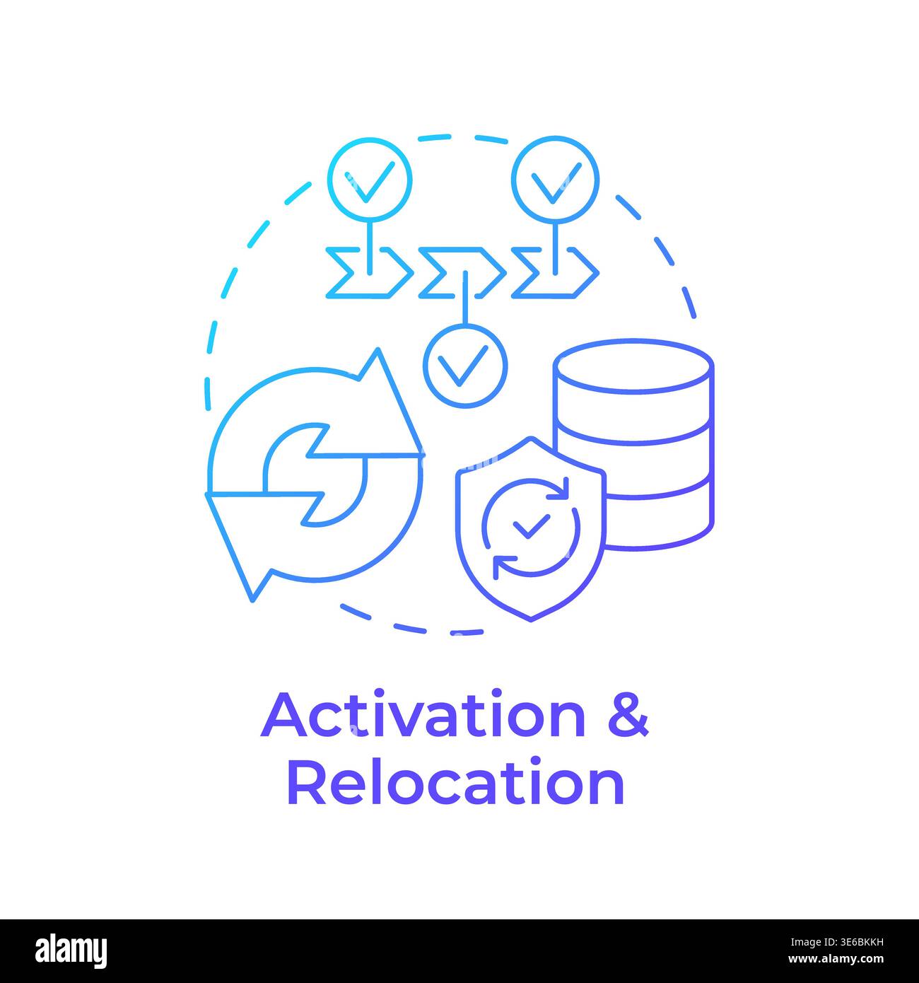 Activation and relocation blue gradient concept icon Stock Vector