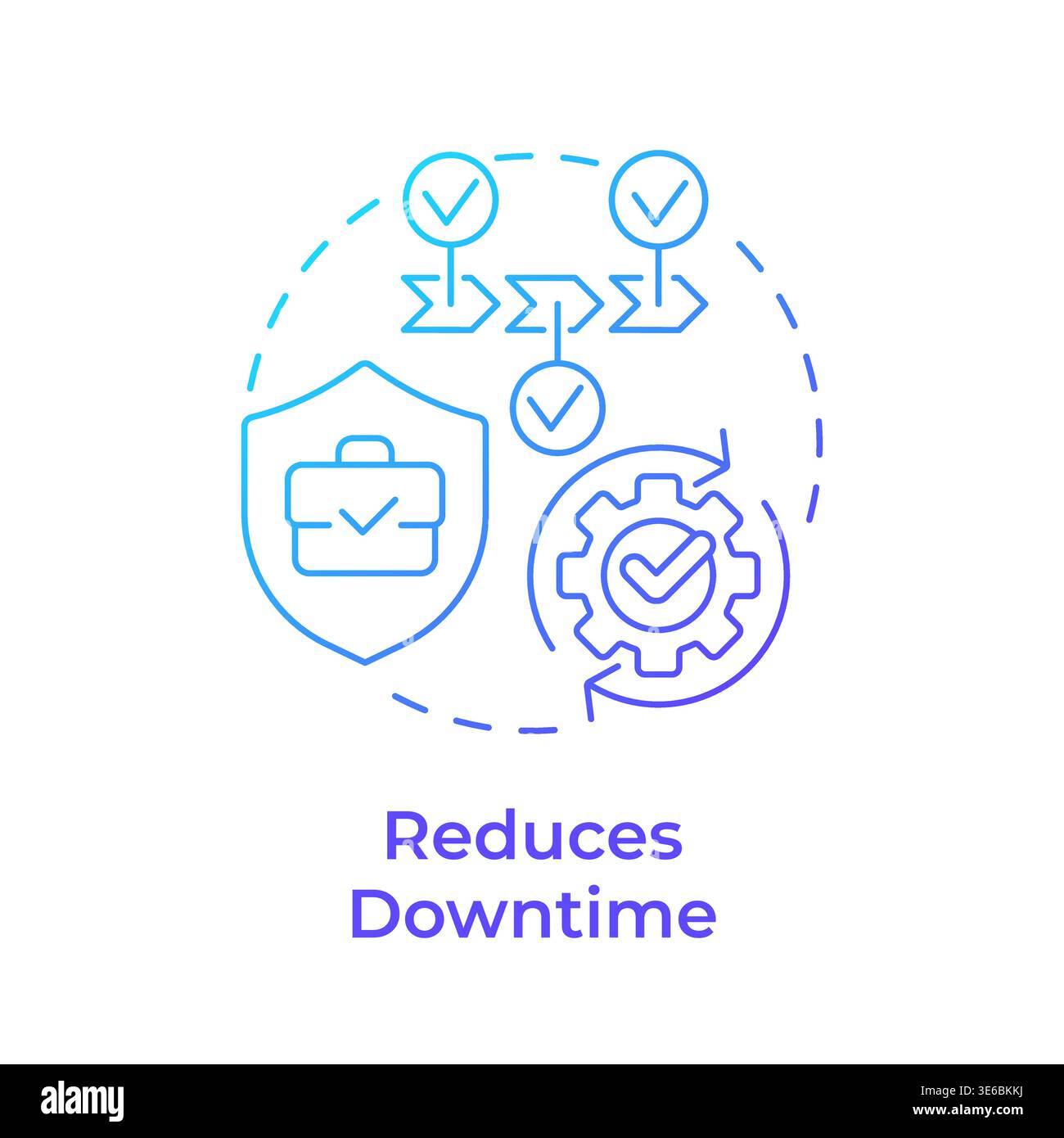 Reduces downtime blue gradient concept icon Stock Vector