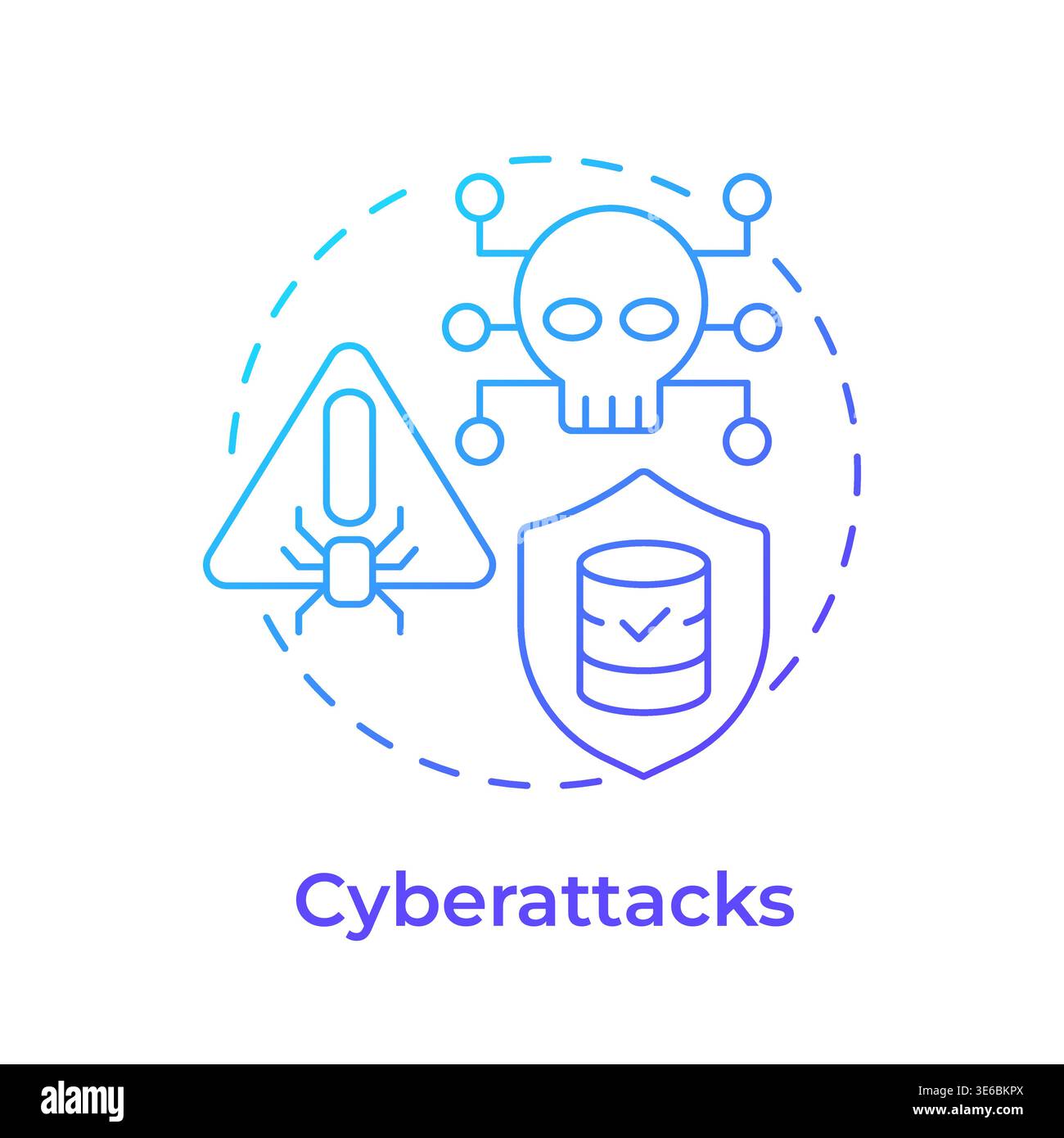 Cyberattacks blue gradient concept icon Stock Vector