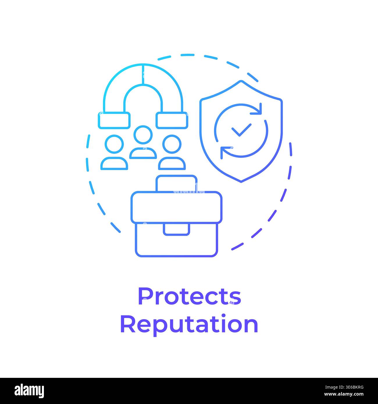 Protects reputation blue gradient concept icon Stock Vector