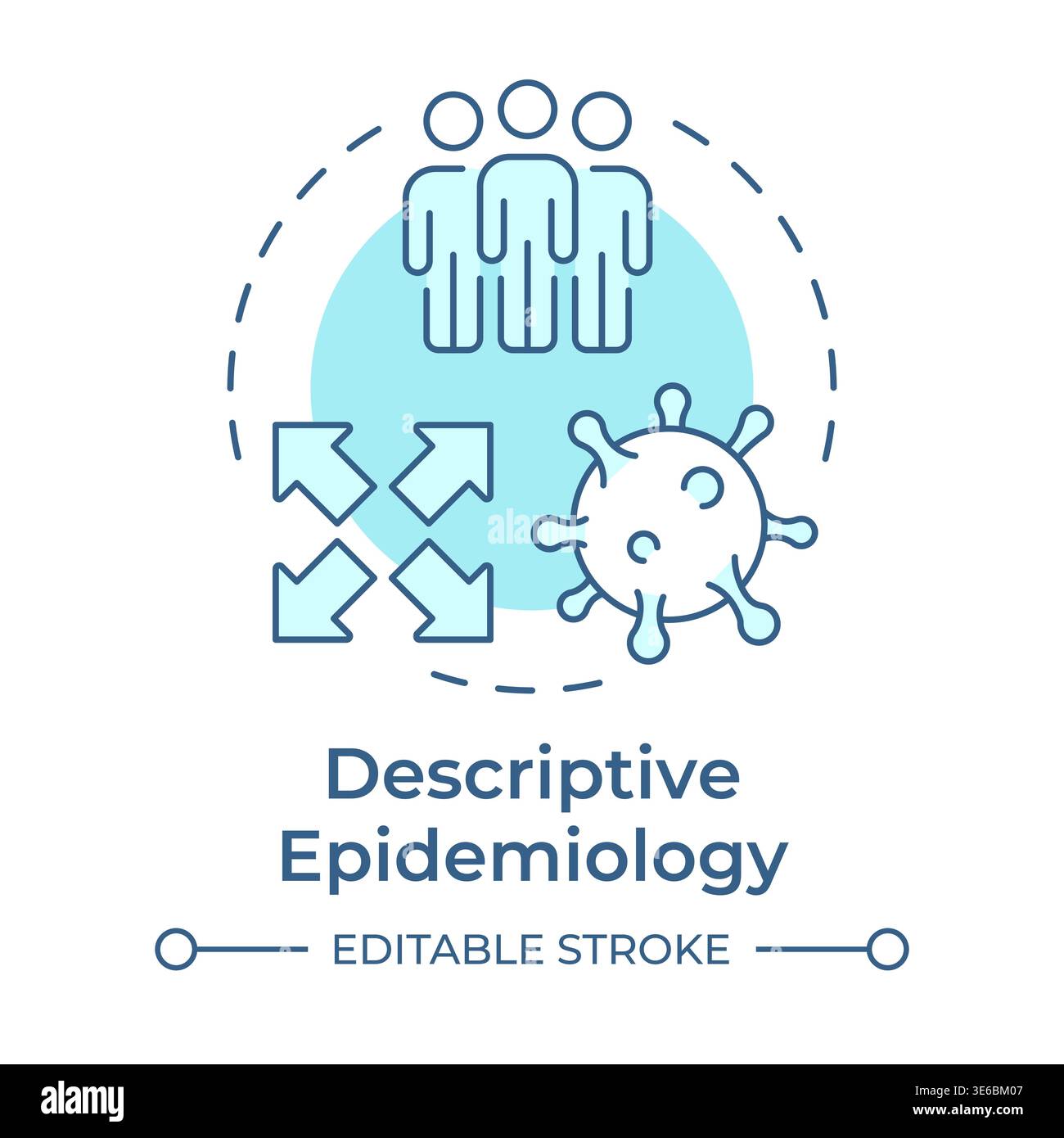 Descriptive epidemiology soft blue concept icon Stock Vector