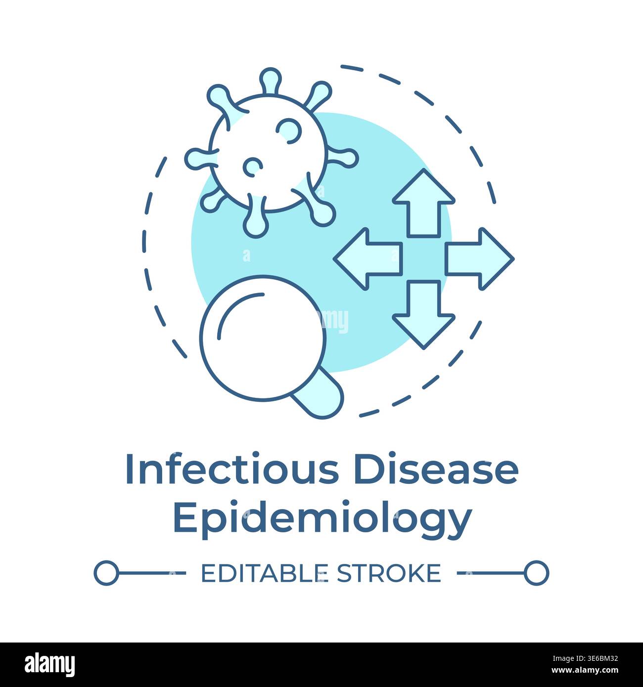 Infectious disease epidemiology soft blue concept icon Stock Vector