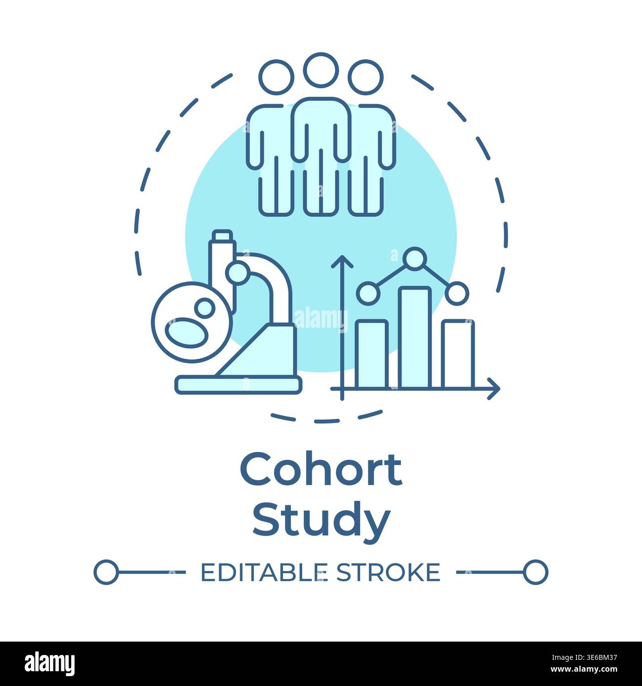 Cohort study soft blue concept icon Stock Vector