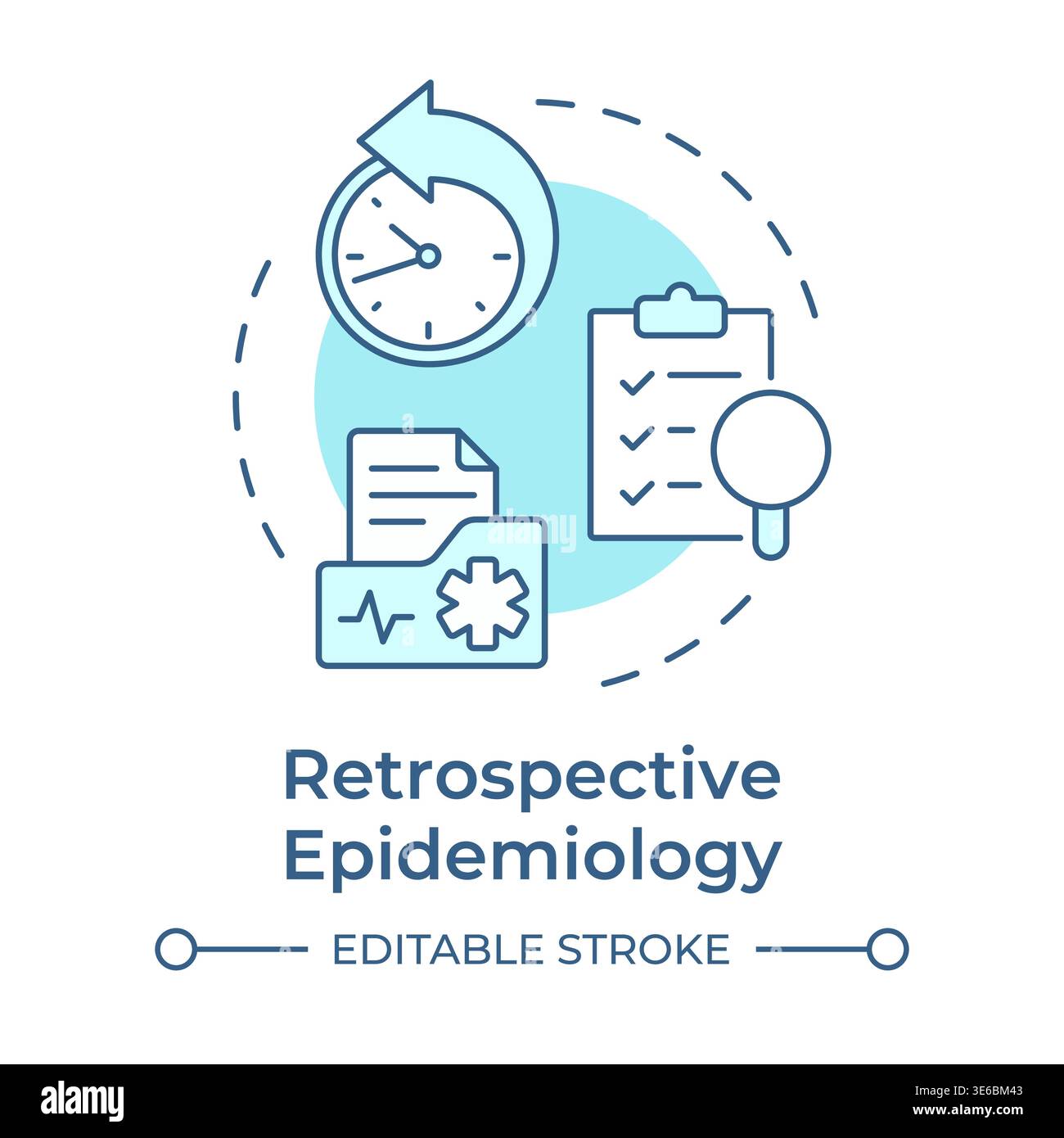 Retrospective epidemiology soft blue concept icon Stock Vector