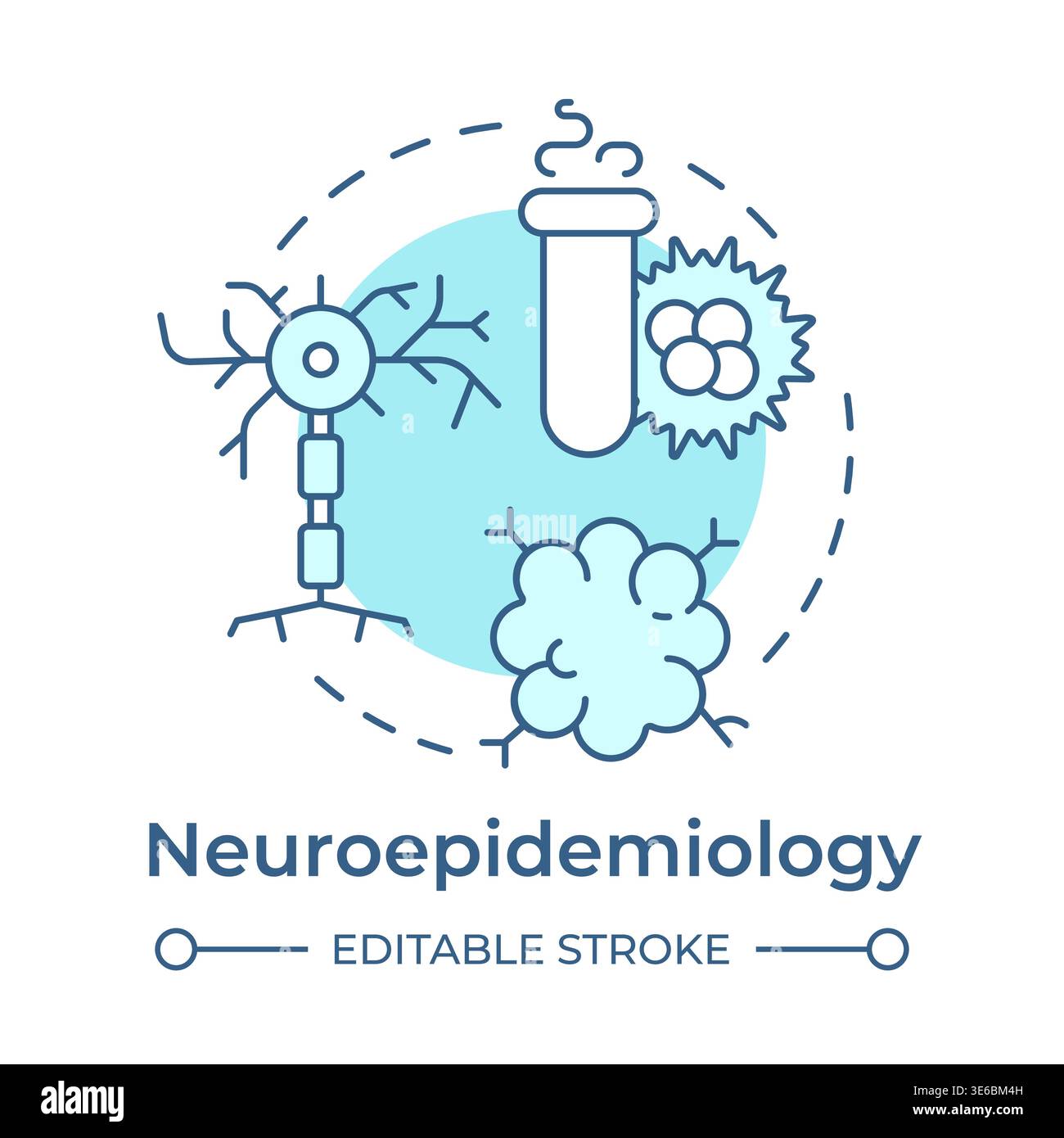 Neuroepidemiology soft blue concept icon Stock Vector