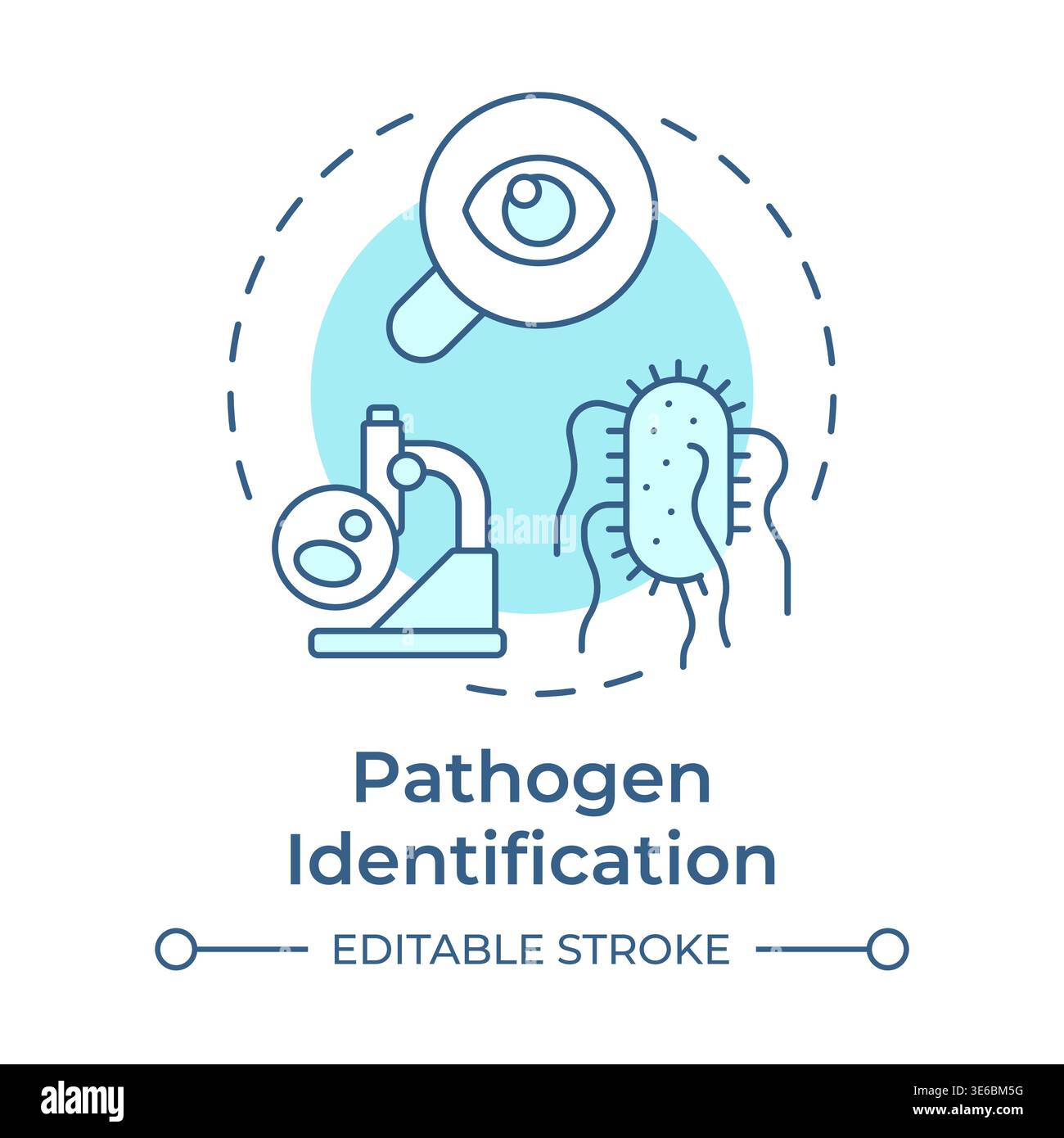 Pathogen identification soft blue concept icon Stock Vector