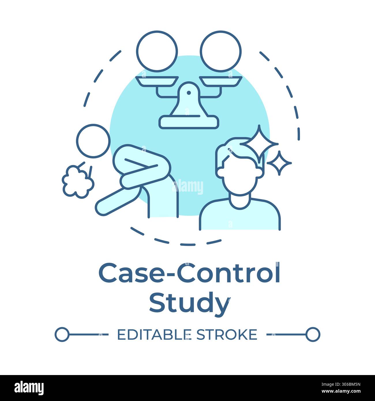 Case control study soft blue concept icon Stock Vector