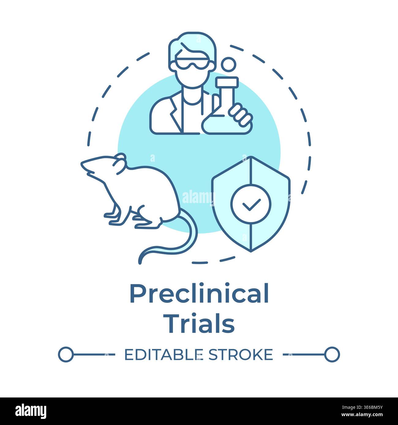 Preclinical trials soft blue concept icon Stock Vector