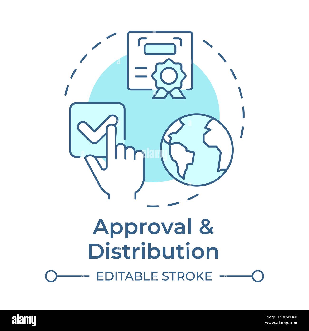 Approval and distribution soft blue concept icon Stock Vector