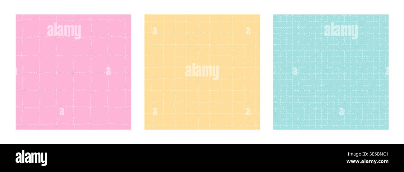 Trendy checkered background set. Straight dashed line grid Stock Vector