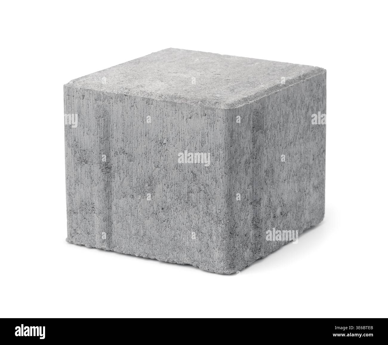 Single concrete block paving isolated on white Stock Photo
