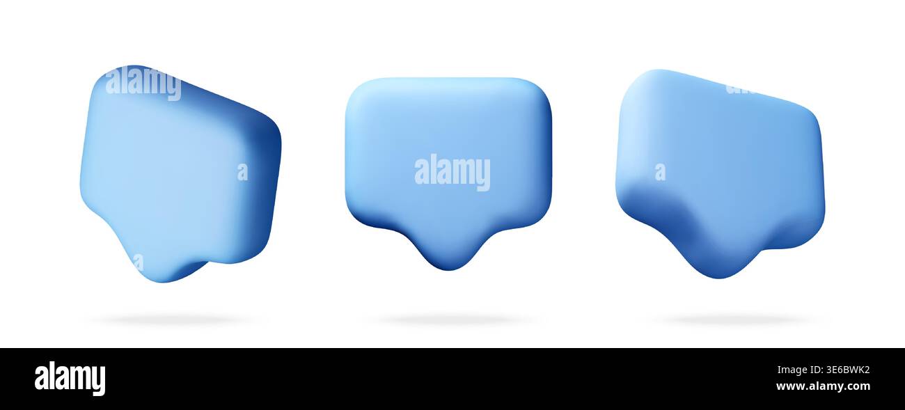 Blue 3d speech bubble icons in different angles. Stock Vector