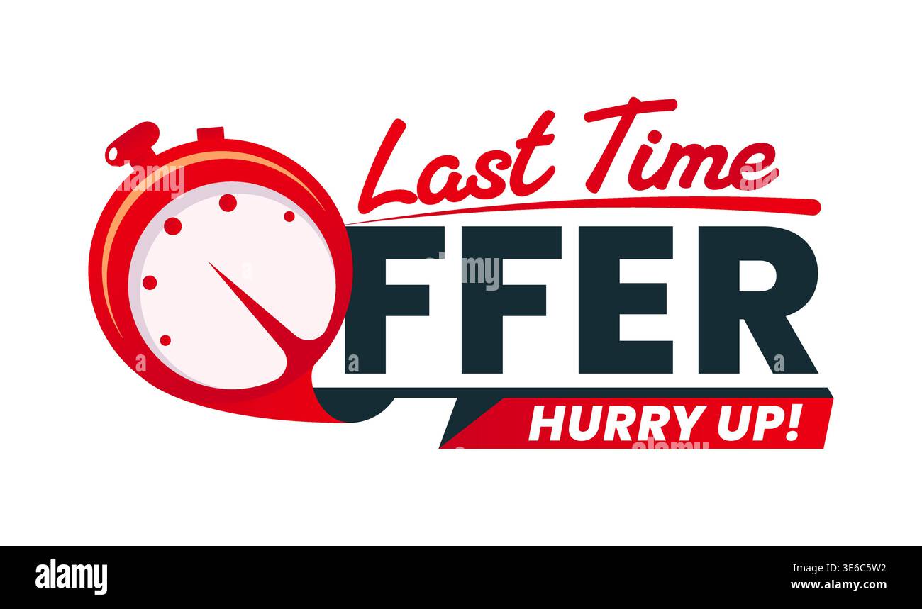 Last time offer badge, sale countdown timer icon Stock Vector