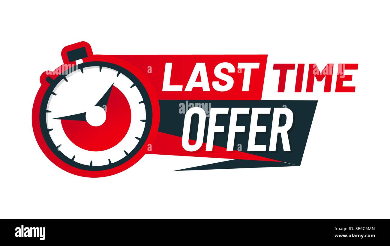 Last time offer badge, sale countdown timer icon Stock Vector