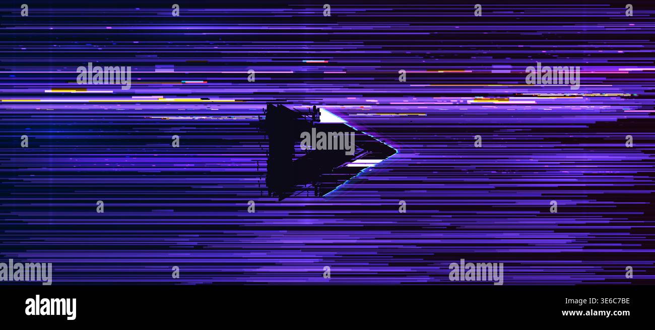 Video game glitch screen background with button Stock Vector