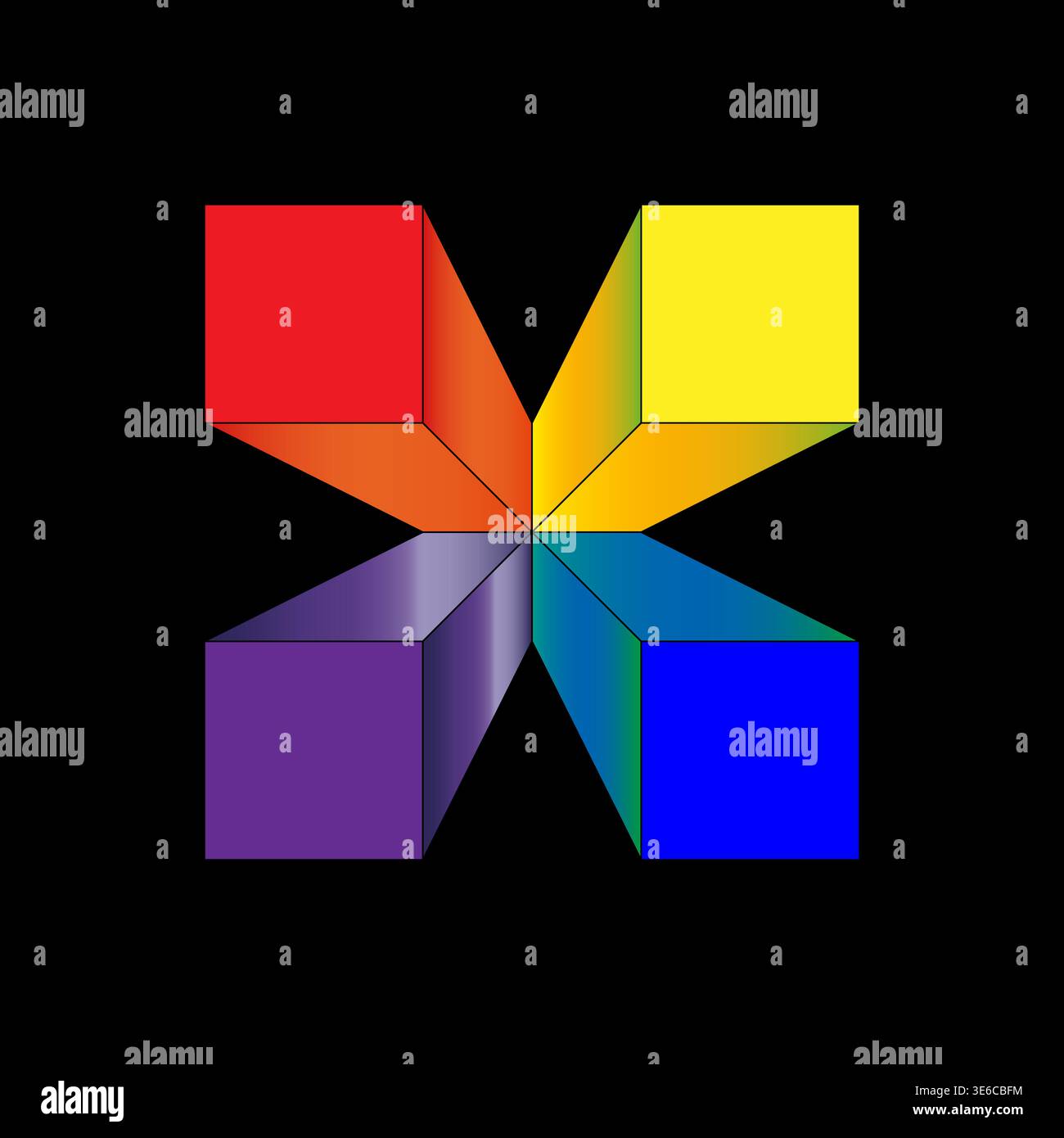 Isometric cube icon. Colorful gradient symbol. Geometric Vector shape. Rainbow block element. Stock Vector