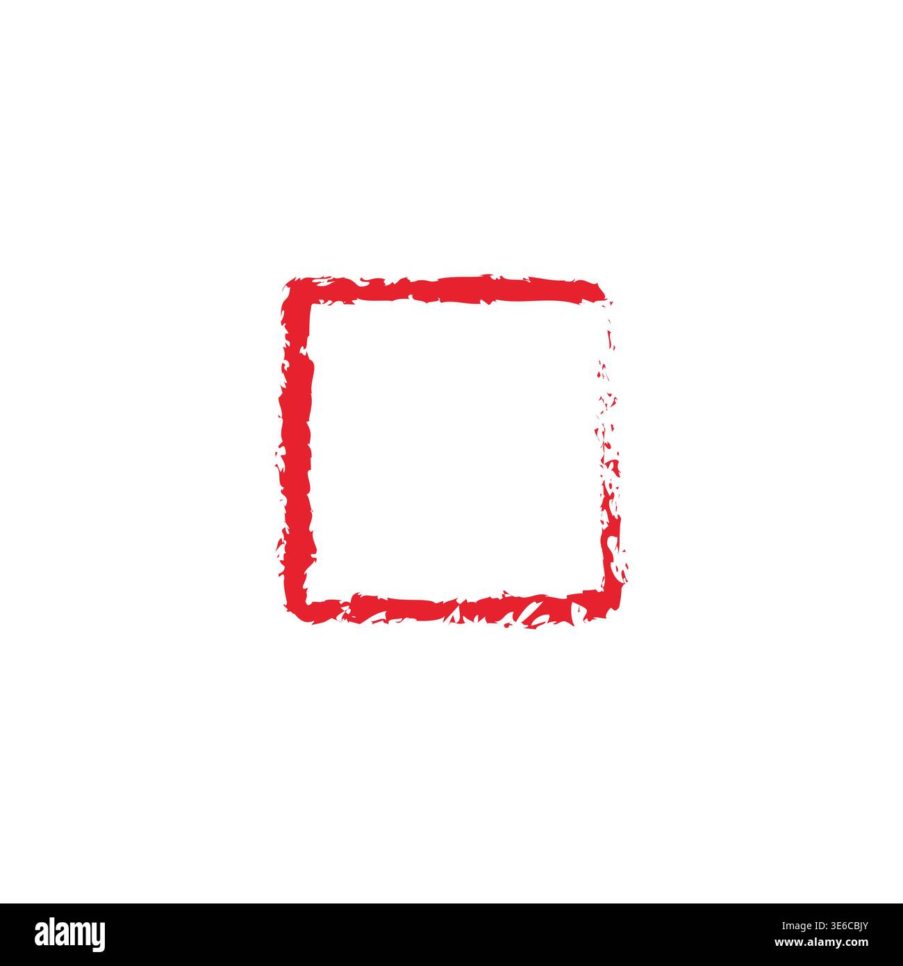 Red square frame. Distressed grunge border. Bright Vector shape. Abstract brush stroke. Stock Vector