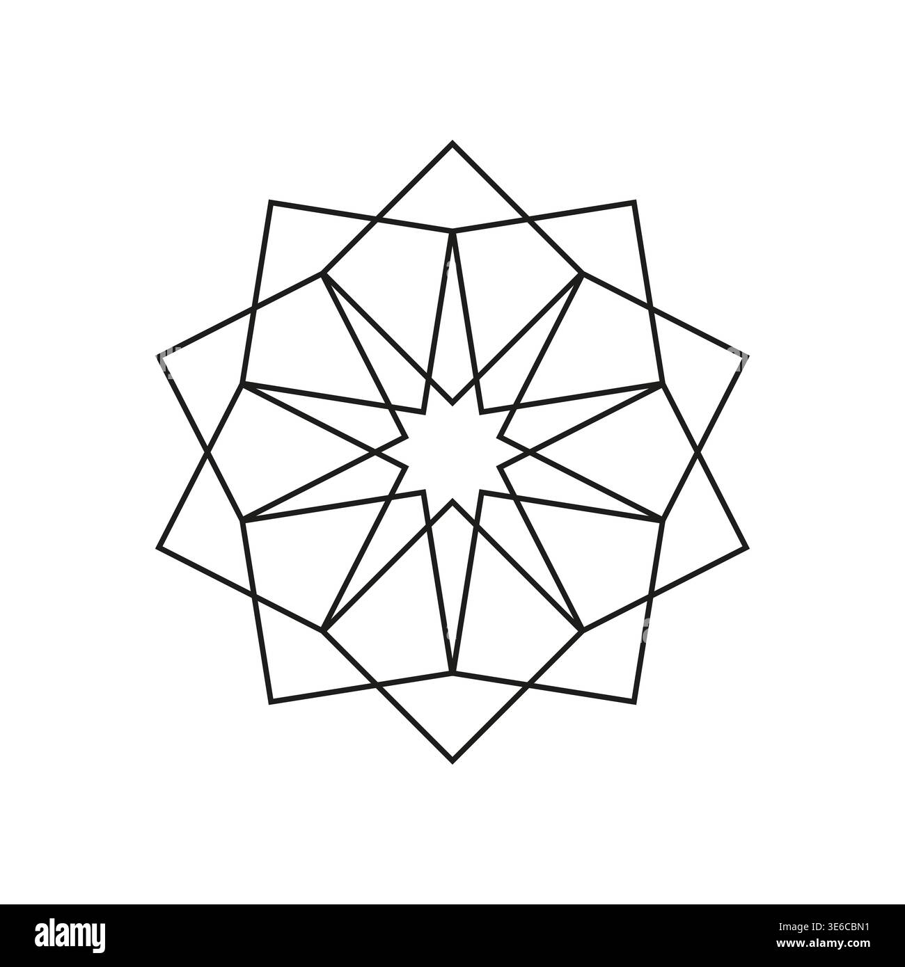 Geometric star shape. Intricate line pattern. Abstract Vector structure. Black symbol element. Stock Vector