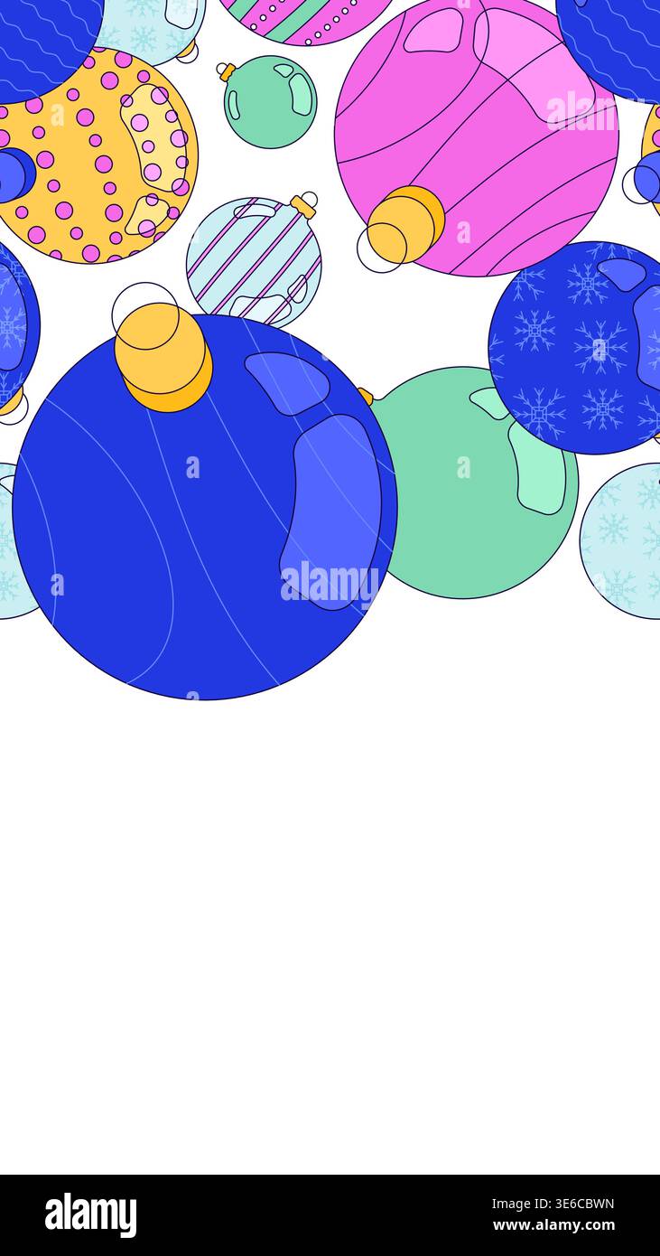 Christmas ornaments vertical top frame illustration Stock Vector