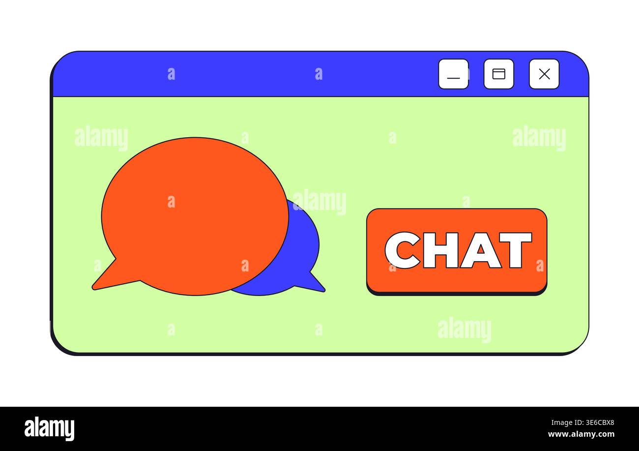 Chat message neo brutalism pop-up UI window Stock Vector