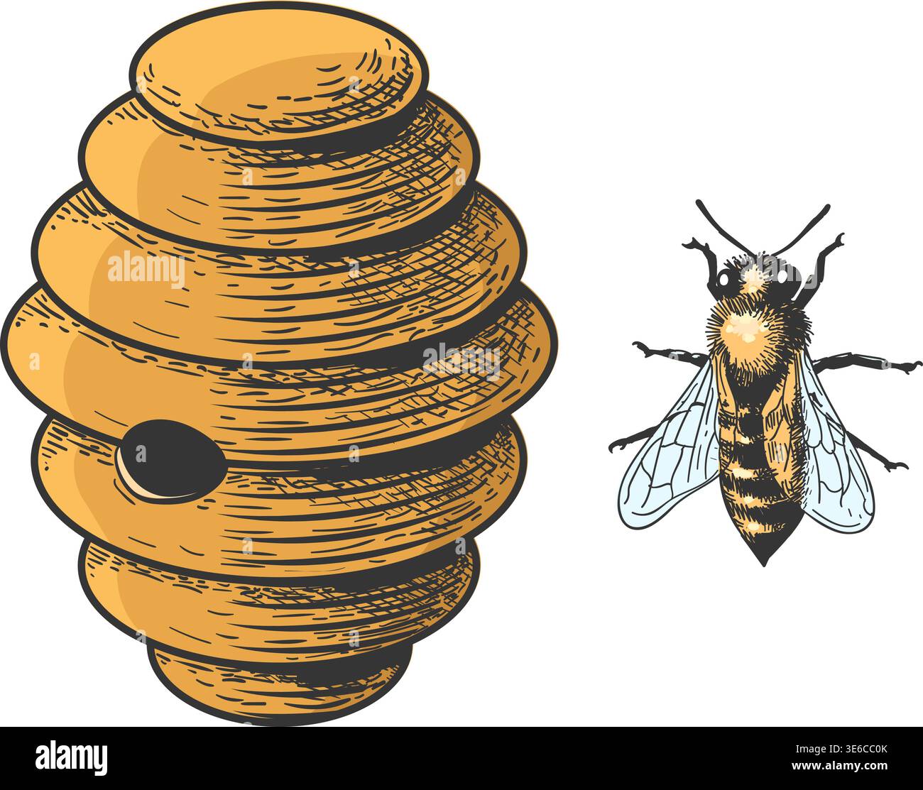 Old beehive illustration hi-res stock photography and images - Alamy