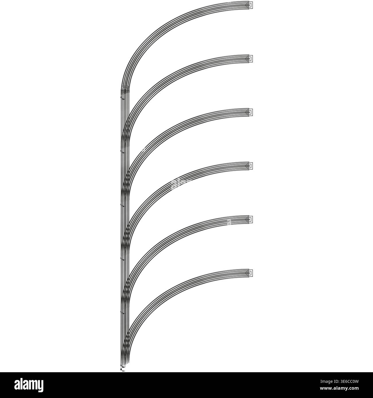 Abstract curve lines. Five layered arcs. Geometric Vector pattern. Repeating linear shape. Stock Vector