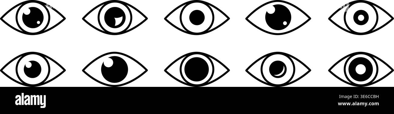 Black eye icons Stock Vector