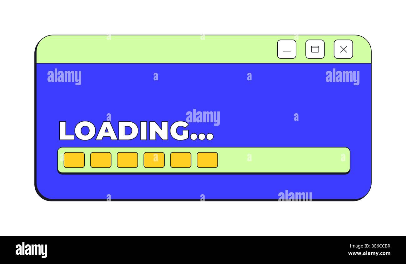 Loading bar process neo brutalism pop-up UI window Stock Vector