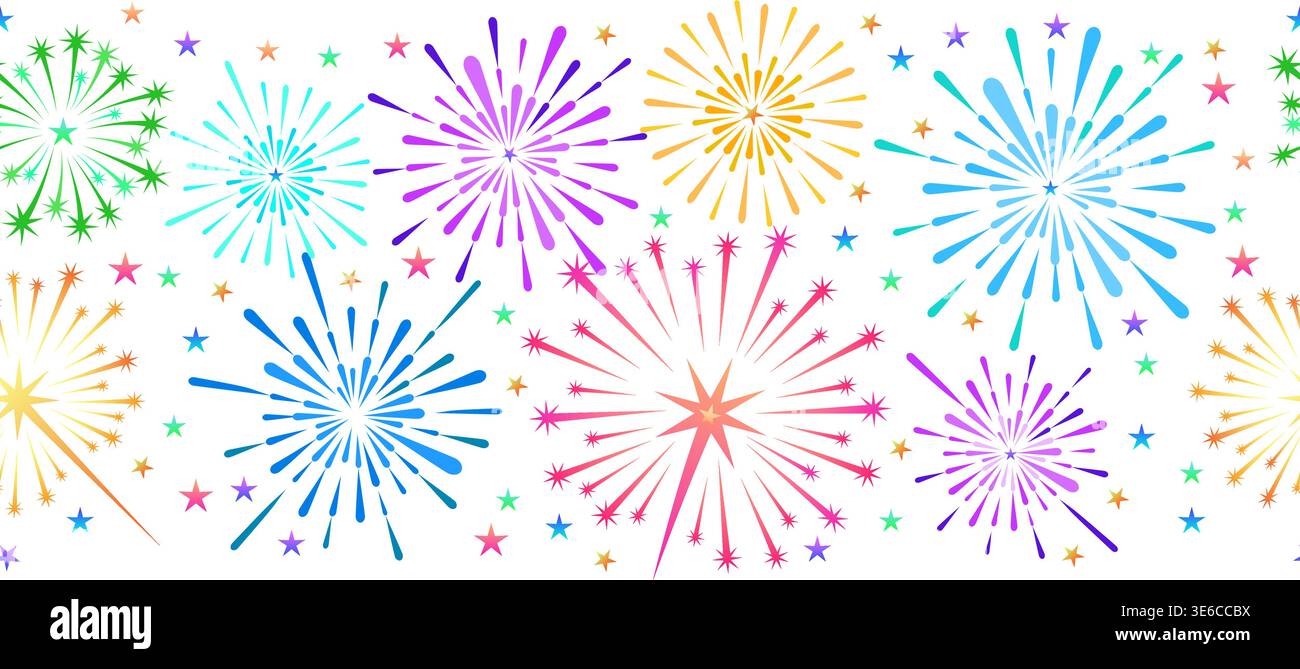 Colorful fireworks seamless pattern Stock Vector