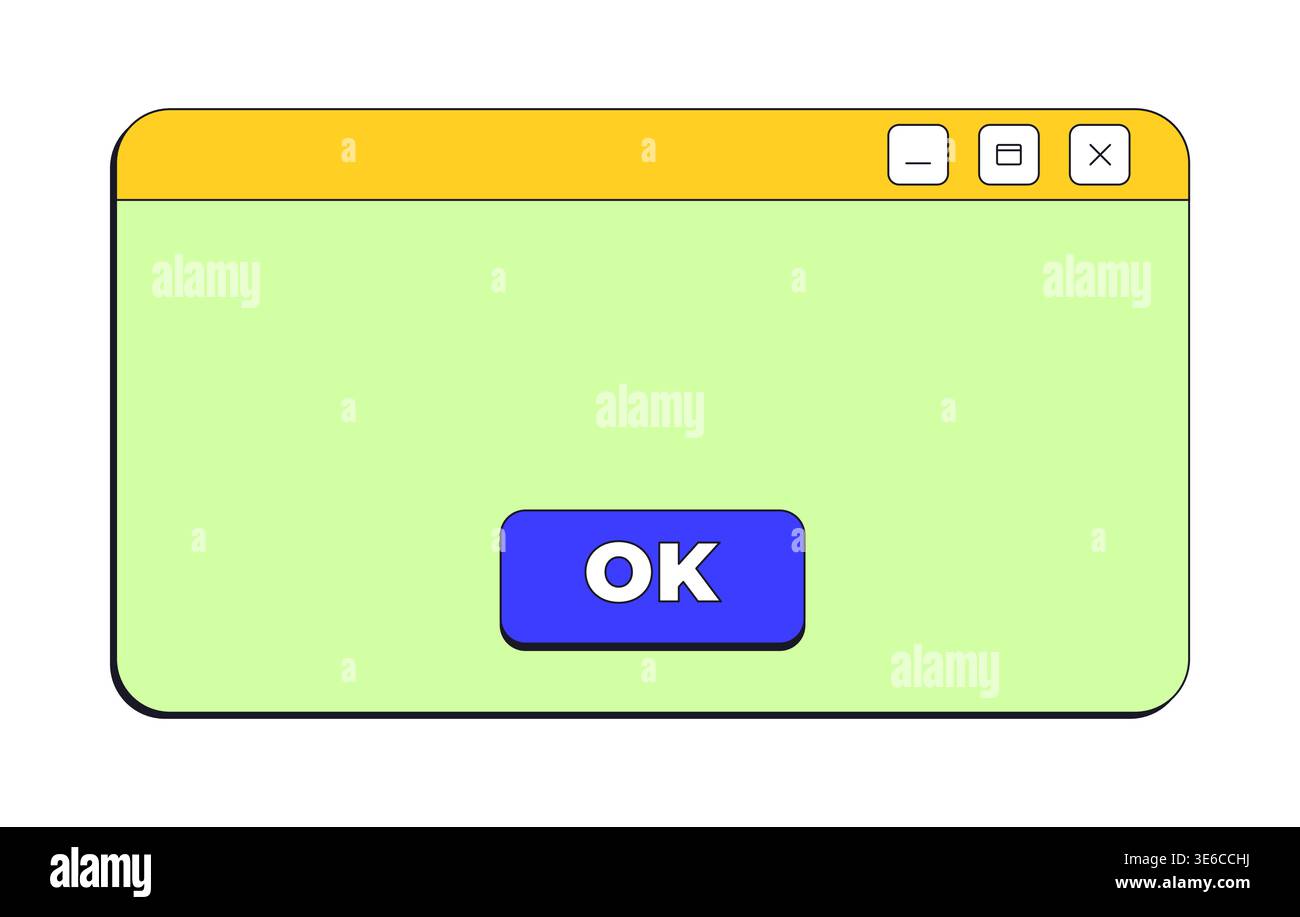Confirmation ok button neo brutalism pop-up UI window Stock Vector