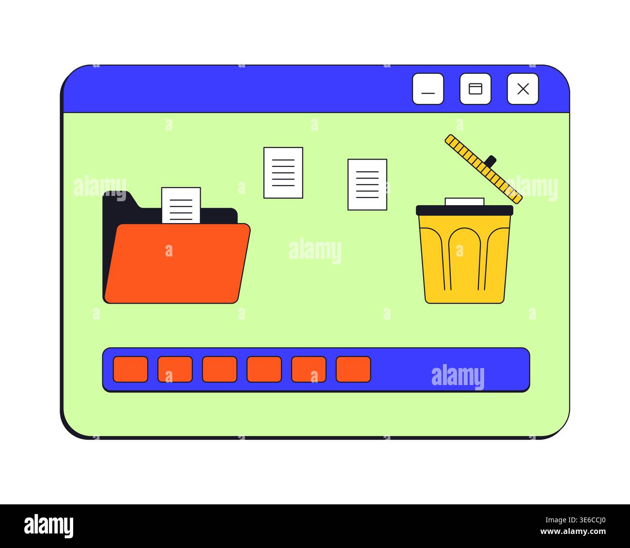 File delete process neo brutalism pop-up UI window Stock Vector