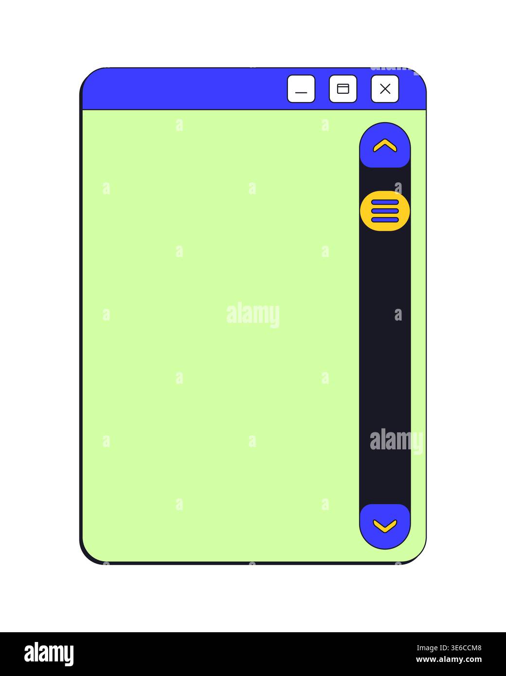 Scrollbar navigation blank neo brutalism pop-up UI window Stock Vector