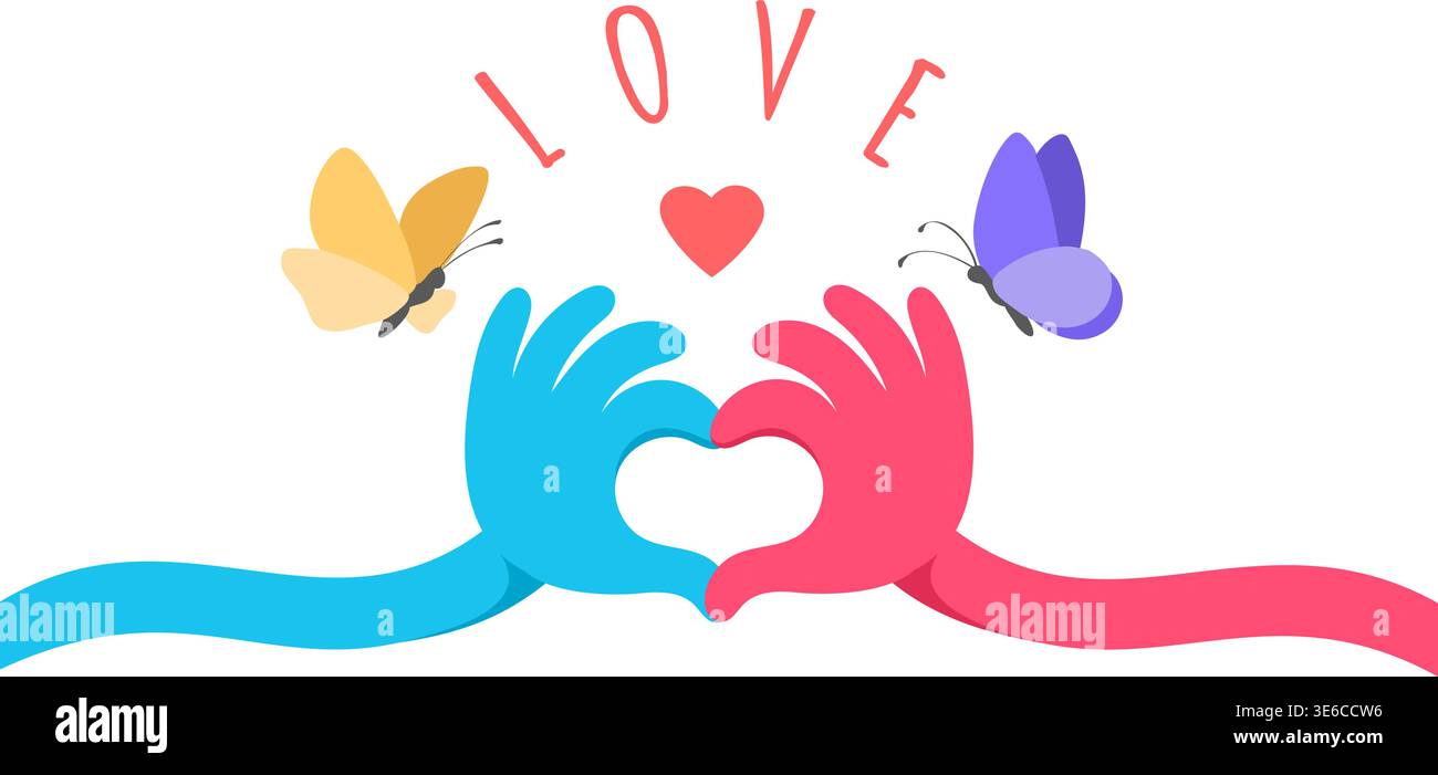 Curved flexible hands show heart Stock Vector
