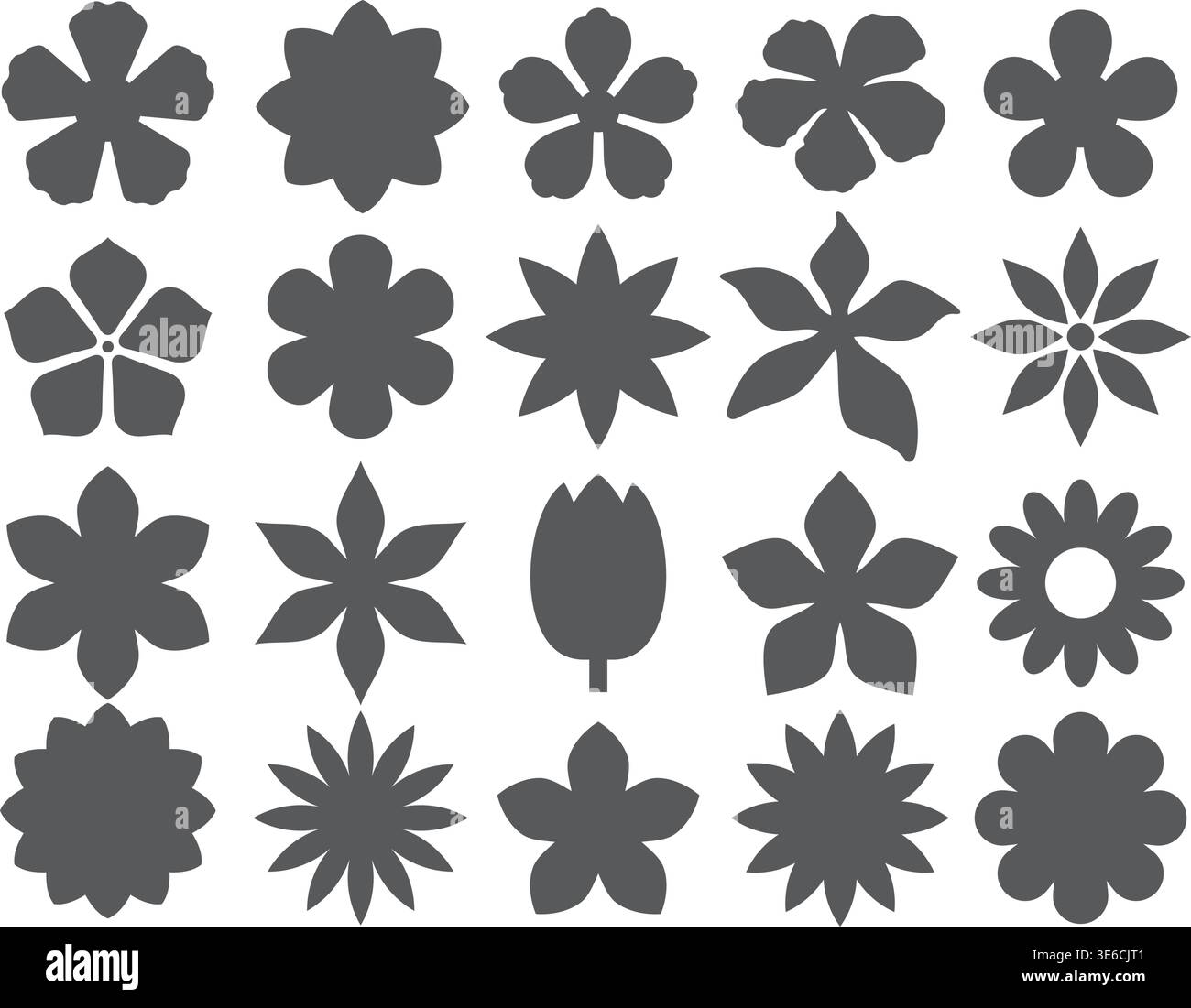 Flower shapes silhouette set Stock Vector