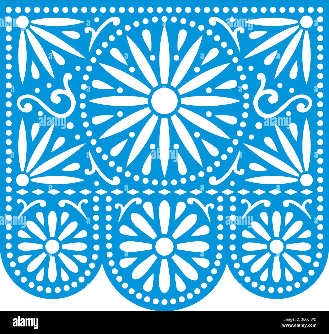 Blue papel picado pattern background Stock Vector
