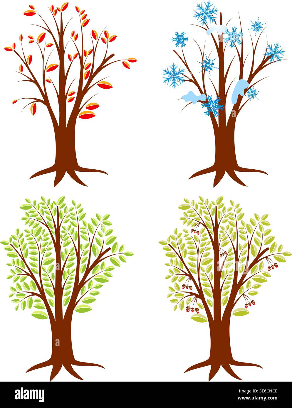 Four trees in different seasons, element for design, vector illustration Stock Vector