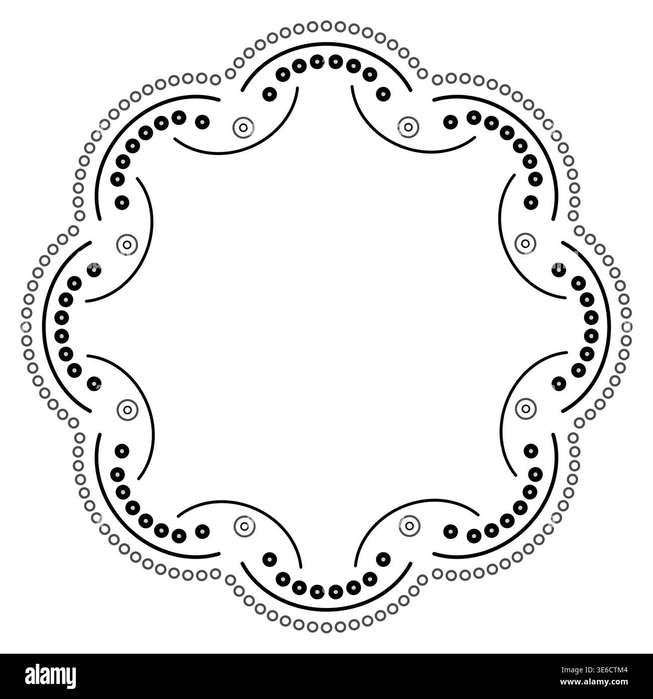 Elegant geometric frame of curved lines. Black ornamental geometric fantasy element. Frame of arcs without text. Round ornament vector illustration. Stock Vector