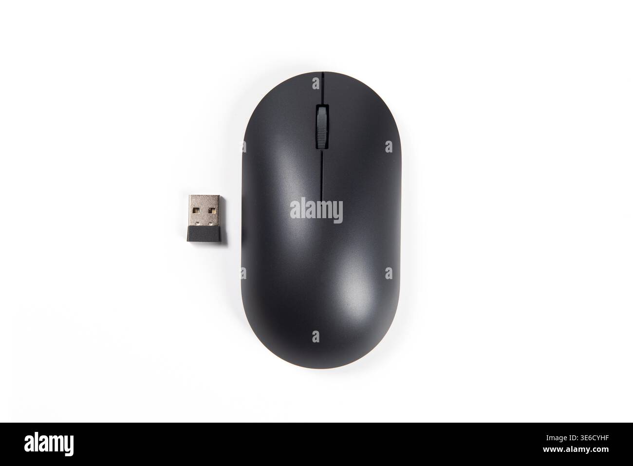 Wireless computer mouse and usb receiver displaying modern technology Stock Photo