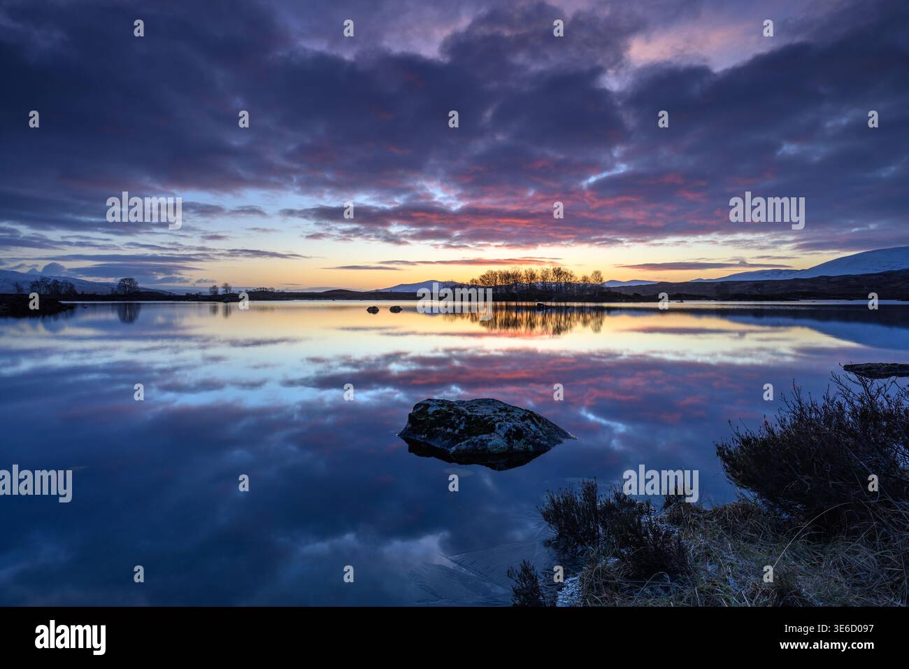 Sunrise over Rannoch Moor in Scotland Stock Photo