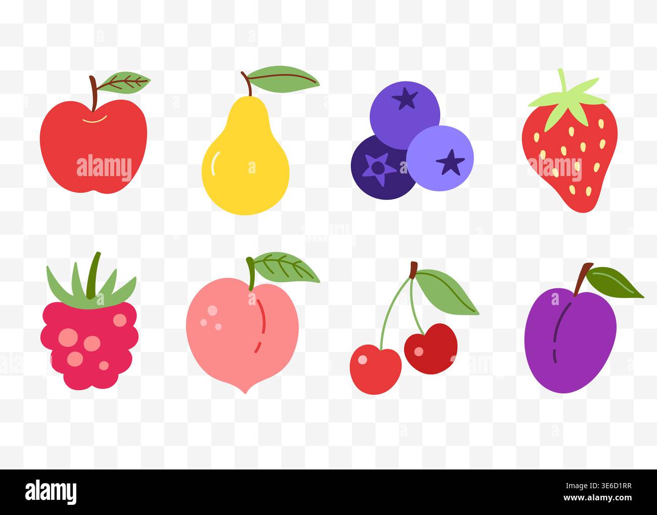 Mixed fruit vector icons collection in flat style Stock Vector
