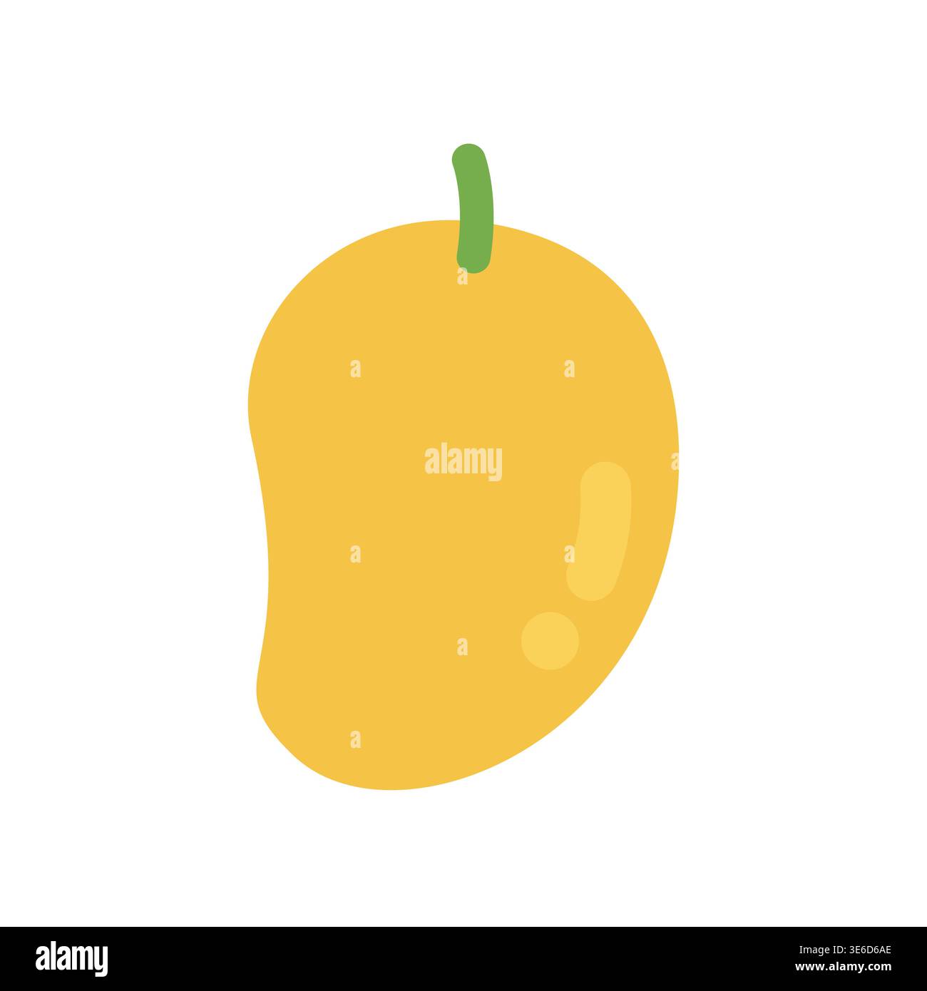 Cute flat design yellow mango fruit icon isolated on white background Stock Vector