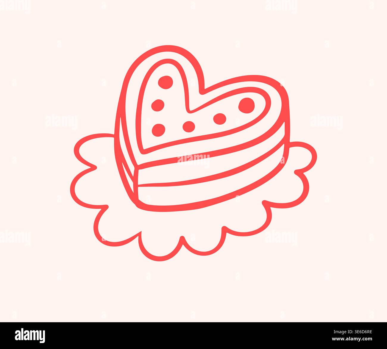 Hand drawn heart shaped cake doodle icon Stock Vector